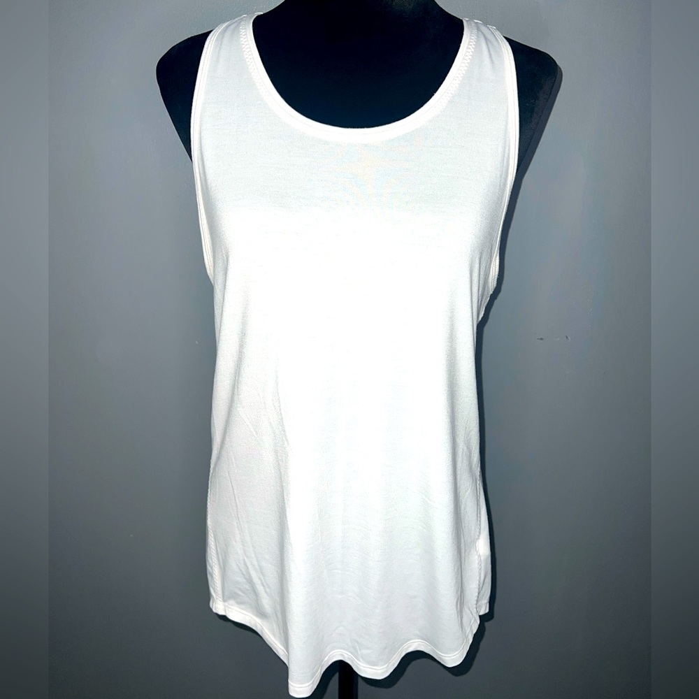 Women’s Tank Athleta Cross Back White High Low Tank Size Medium